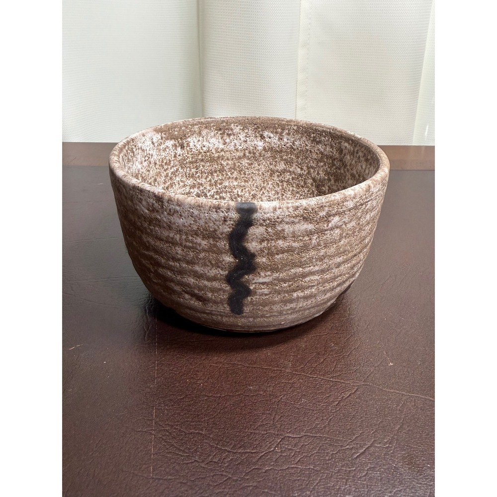 McCarty Pottery Nutmeg Ribbed Bowl River Mark Vintage Mississippi